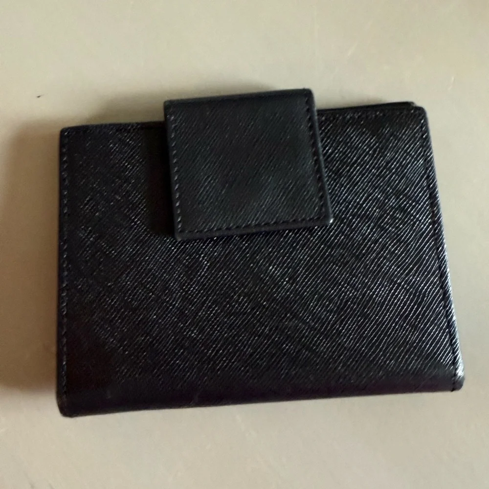 Prada authentic Tessuto Black Leather Card Holder wallet new in box